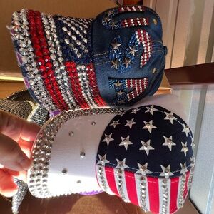 SOLD!! Patriotic Rhinestone Studded Caps